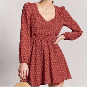 Forever 21 burnt orange Long Sleeve Polka Dot Dress